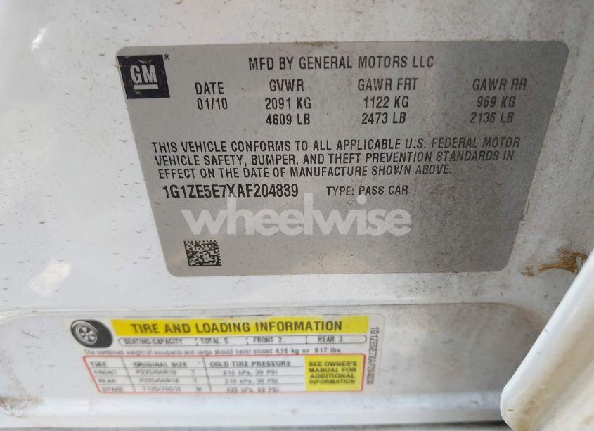 Photo 9 of 2010 Chevrolet Malibu LTZ (VIN 1G1ZE5E7XAF204839)