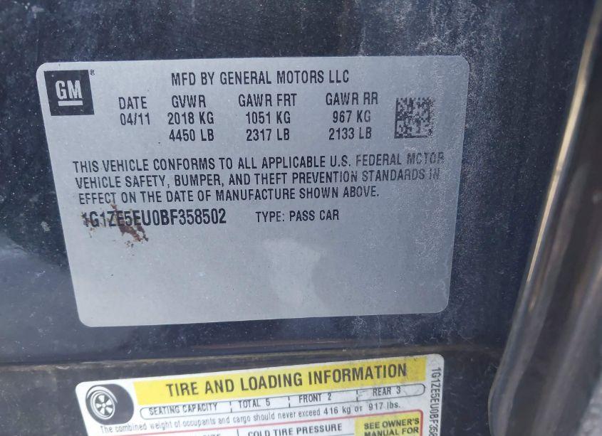 Photo 9 of 2011 Chevrolet Malibu LTZ (VIN 1G1ZE5EU0BF358502)