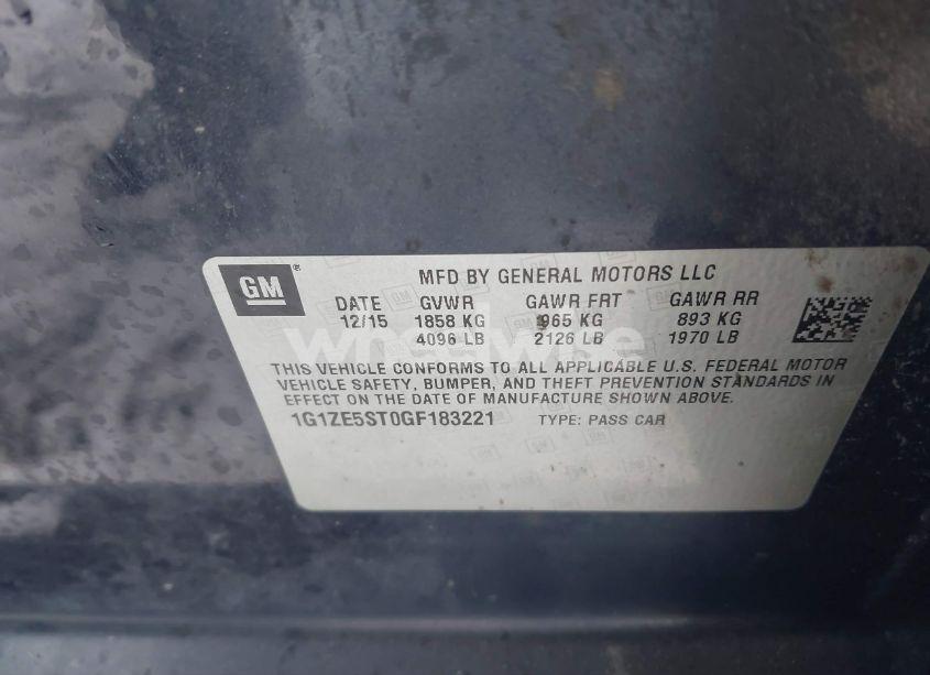 Photo 9 of 2016 Chevrolet Malibu 1LT (VIN 1G1ZE5ST0GF183221)