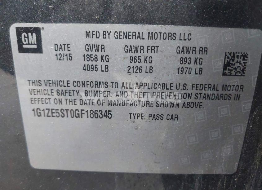 Photo 9 of 2016 Chevrolet Malibu 1LT (VIN 1G1ZE5ST0GF186345)