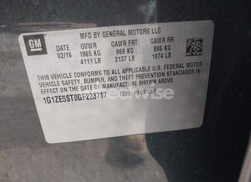 Photo 9 of 2016 Chevrolet Malibu 1LT (VIN 1G1ZE5ST0GF223717)