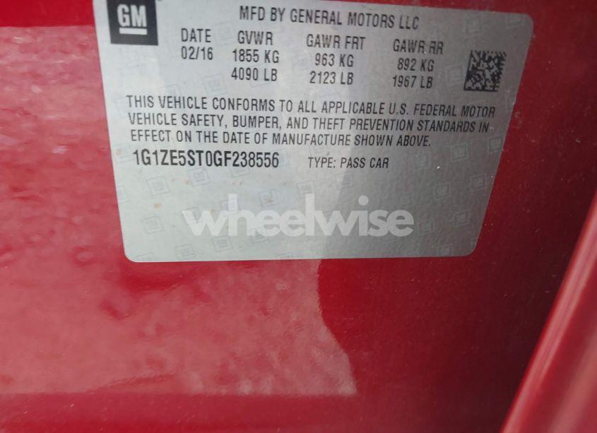 Photo 9 of 2016 Chevrolet Malibu 1LT (VIN 1G1ZE5ST0GF238556)