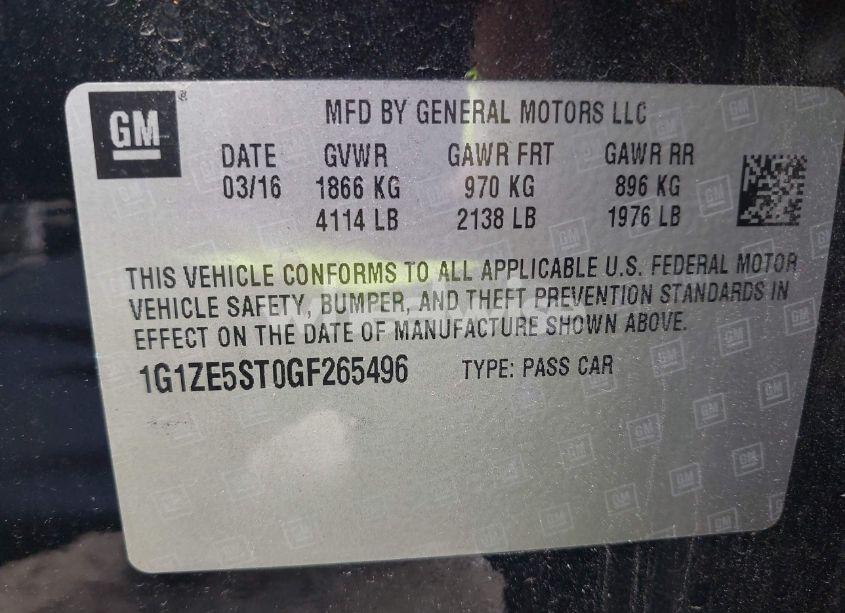 Photo 9 of 2016 Chevrolet Malibu 1LT (VIN 1G1ZE5ST0GF265496)