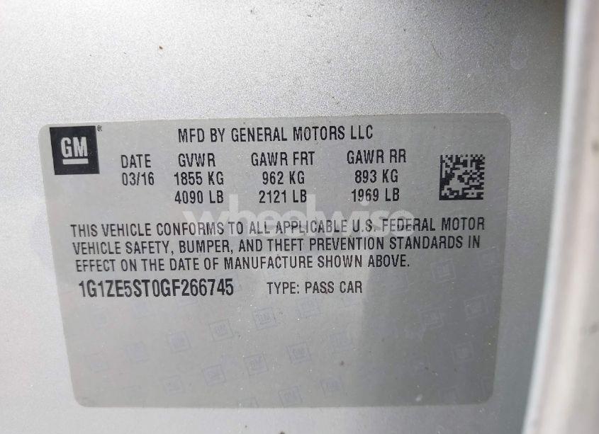 Photo 9 of 2016 Chevrolet Malibu 1LT (VIN 1G1ZE5ST0GF266745)