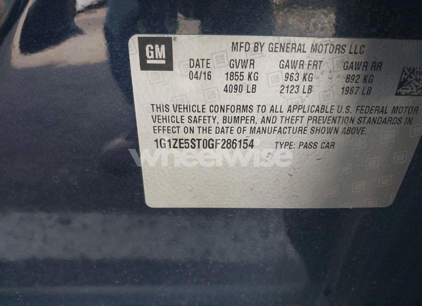 Photo 9 of 2016 Chevrolet Malibu 1LT (VIN 1G1ZE5ST0GF286154)