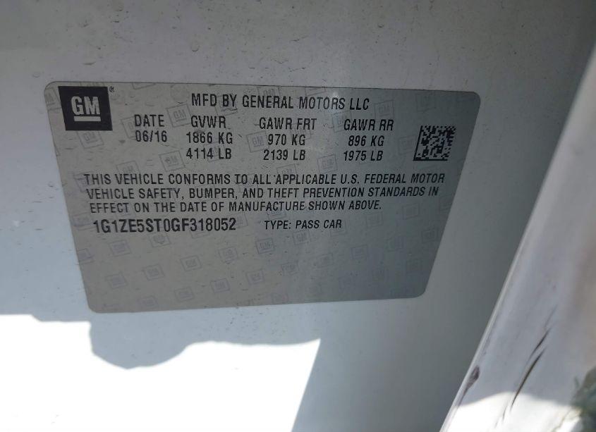 Photo 9 of 2016 Chevrolet Malibu 1LT (VIN 1G1ZE5ST0GF318052)