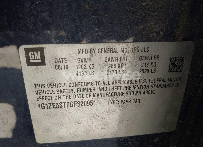 Photo 9 of 2016 Chevrolet Malibu 1LT (VIN 1G1ZE5ST0GF320951)