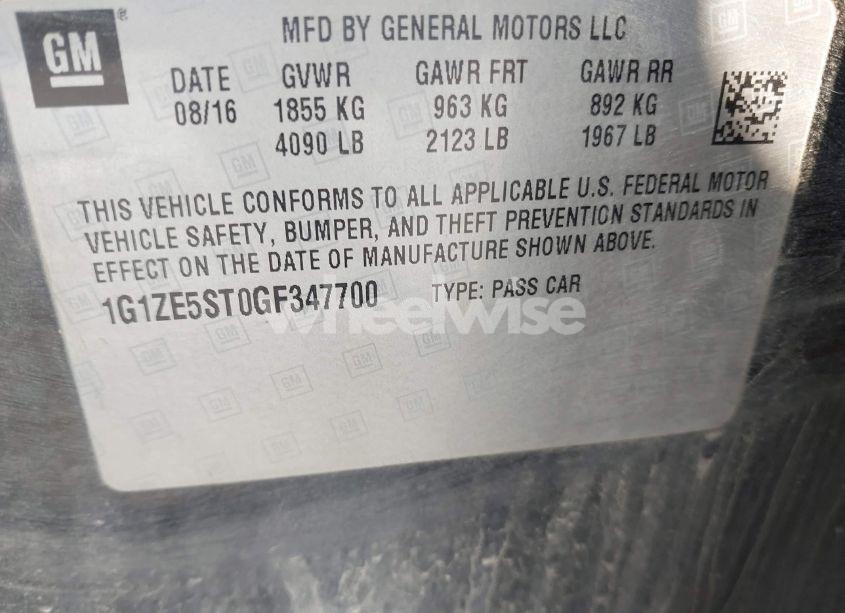 Photo 9 of 2016 Chevrolet Malibu 1LT (VIN 1G1ZE5ST0GF347700)