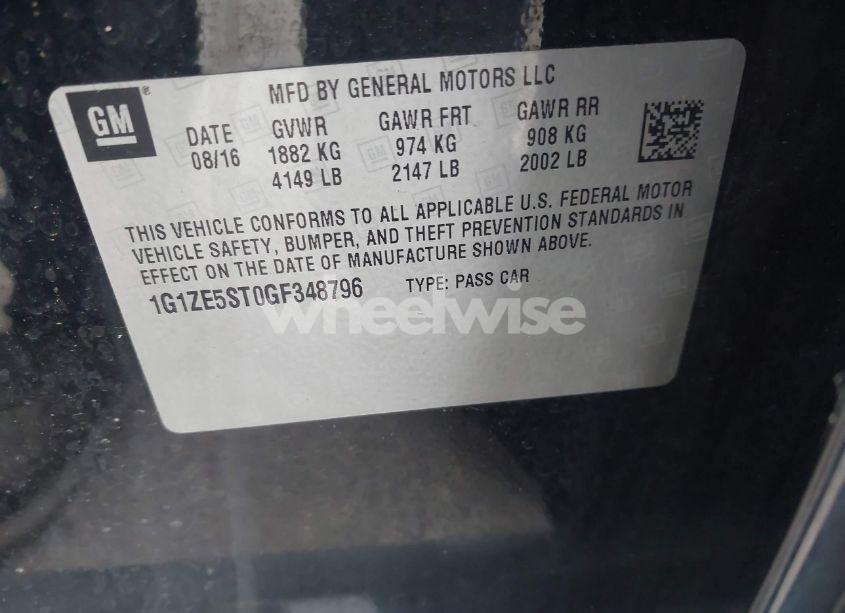 Photo 9 of 2016 Chevrolet Malibu 1LT (VIN 1G1ZE5ST0GF348796)