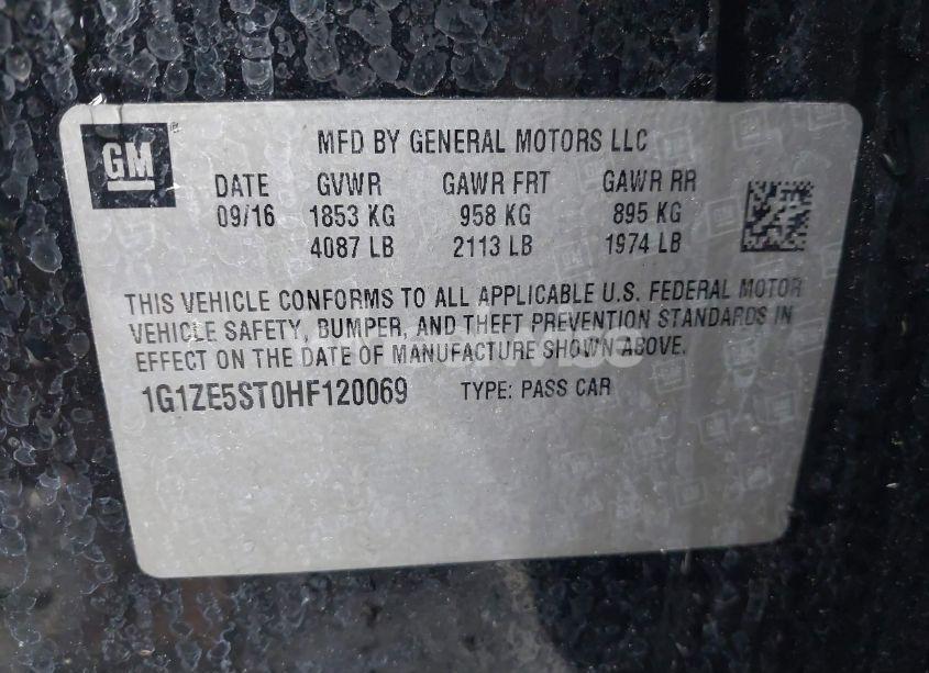 Photo 9 of 2017 Chevrolet Malibu 1LT (VIN 1G1ZE5ST0HF120069)