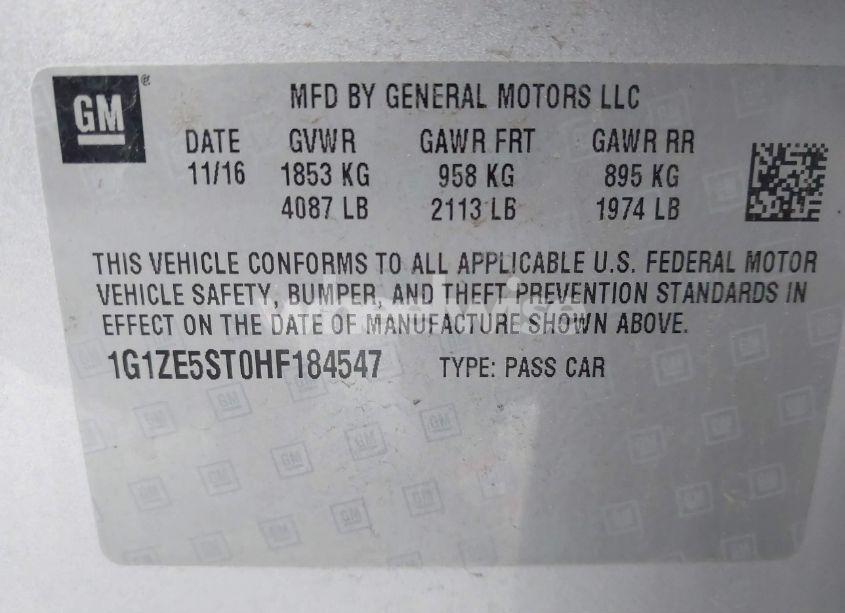 Photo 9 of 2017 Chevrolet Malibu 1LT (VIN 1G1ZE5ST0HF184547)