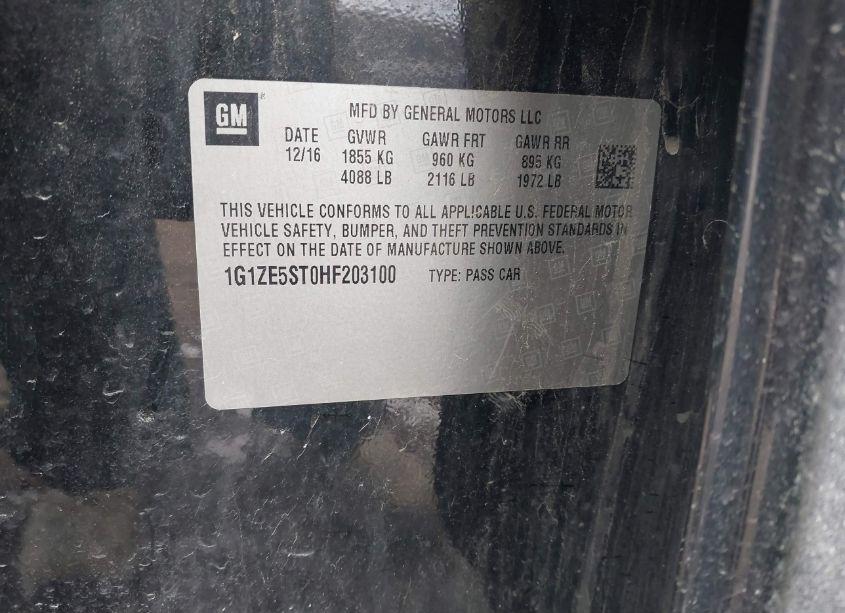 Photo 9 of 2017 Chevrolet Malibu 1LT (VIN 1G1ZE5ST0HF203100)