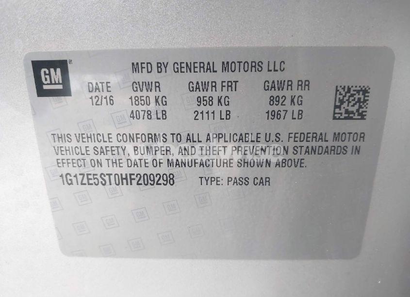 Photo 9 of 2017 Chevrolet Malibu 1LT (VIN 1G1ZE5ST0HF209298)