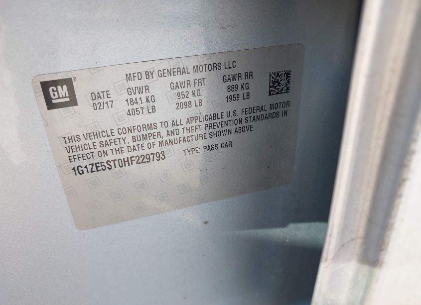 Photo 9 of 2017 Chevrolet Malibu 1LT (VIN 1G1ZE5ST0HF229793)