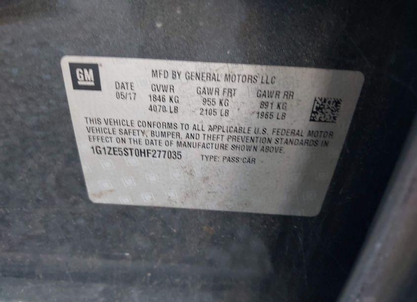 Photo 9 of 2017 Chevrolet Malibu 1LT (VIN 1G1ZE5ST0HF277035)