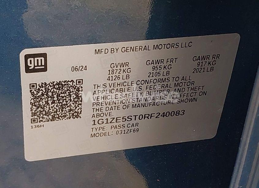 Photo 9 of 2024 Chevrolet Malibu FWD 2LT (VIN 1G1ZE5ST0RF240083)