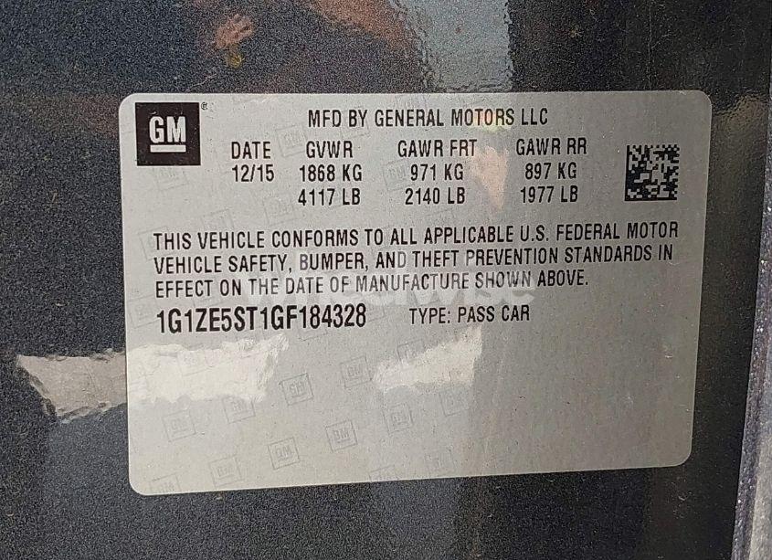 Photo 9 of 2016 Chevrolet Malibu 1LT (VIN 1G1ZE5ST1GF184328)