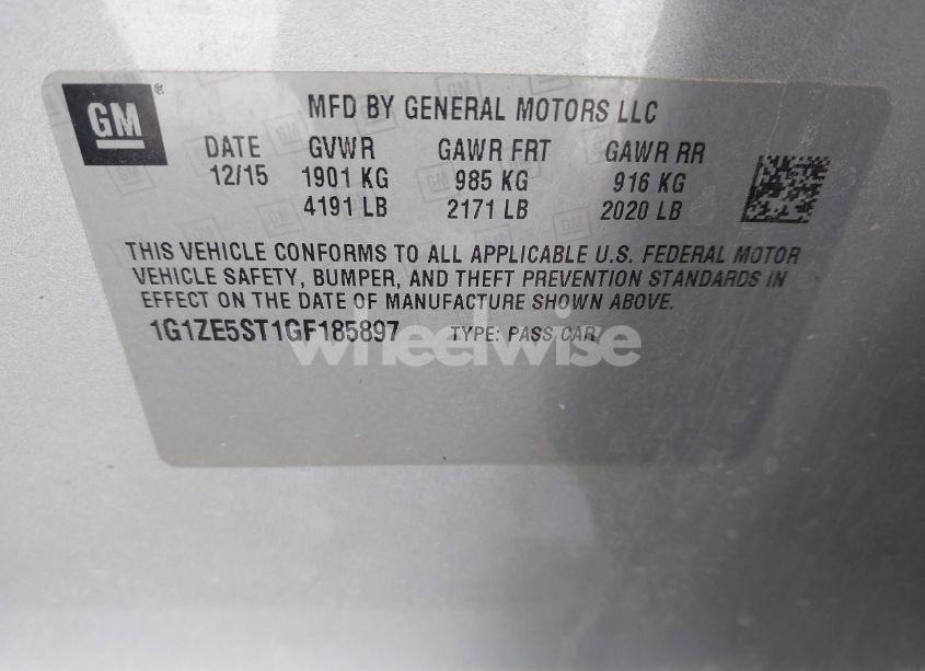 Photo 9 of 2016 Chevrolet Malibu 1LT (VIN 1G1ZE5ST1GF185897)