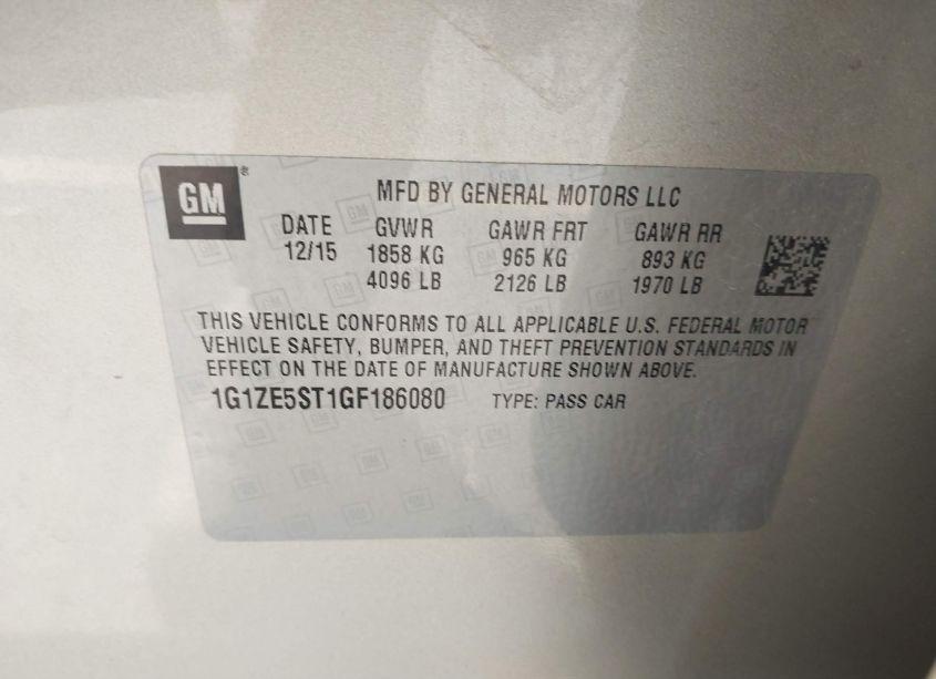 Photo 9 of 2016 Chevrolet Malibu 1LT (VIN 1G1ZE5ST1GF186080)