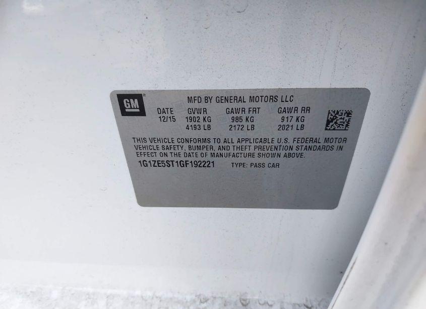 Photo 9 of 2016 Chevrolet Malibu 1LT (VIN 1G1ZE5ST1GF192221)