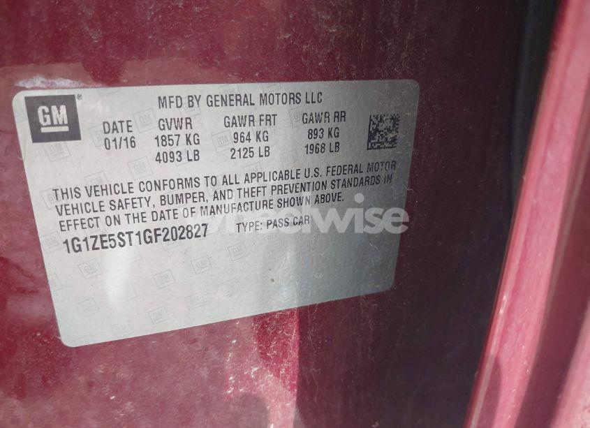 Photo 9 of 2016 Chevrolet Malibu 1LT (VIN 1G1ZE5ST1GF202827)