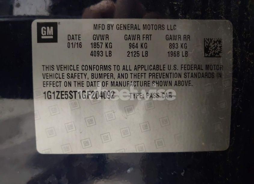 Photo 9 of 2016 Chevrolet Malibu 1LT (VIN 1G1ZE5ST1GF204092)