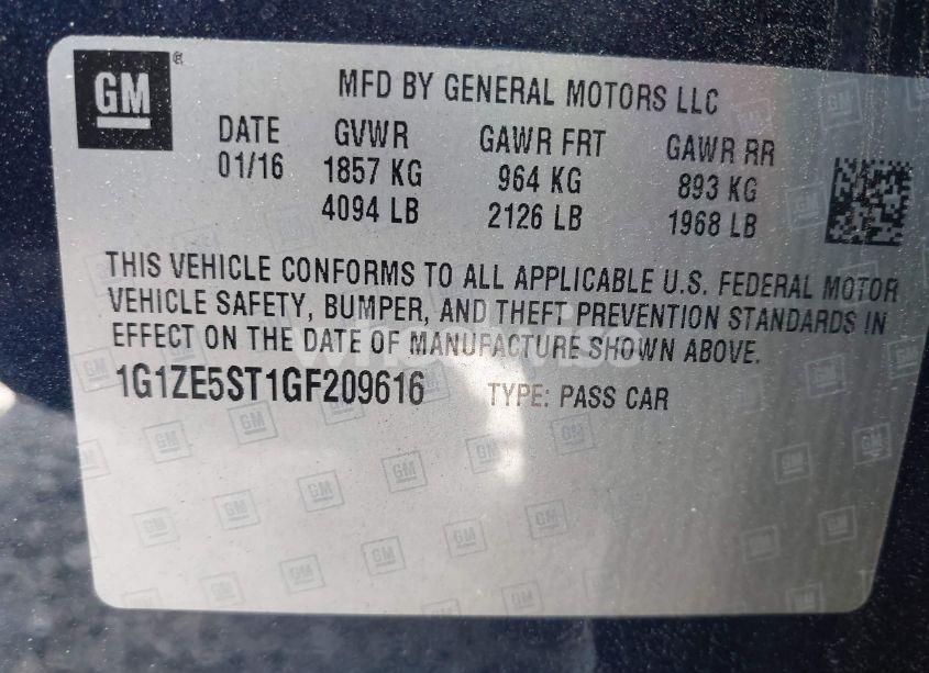 Photo 9 of 2016 Chevrolet Malibu 1LT (VIN 1G1ZE5ST1GF209616)