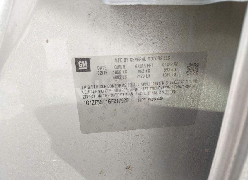 Photo 9 of 2016 Chevrolet Malibu 1LT (VIN 1G1ZE5ST1GF217926)