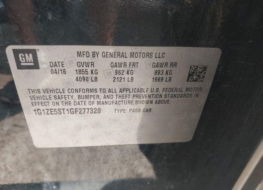 Photo 9 of 2016 Chevrolet Malibu 1LT (VIN 1G1ZE5ST1GF277320)