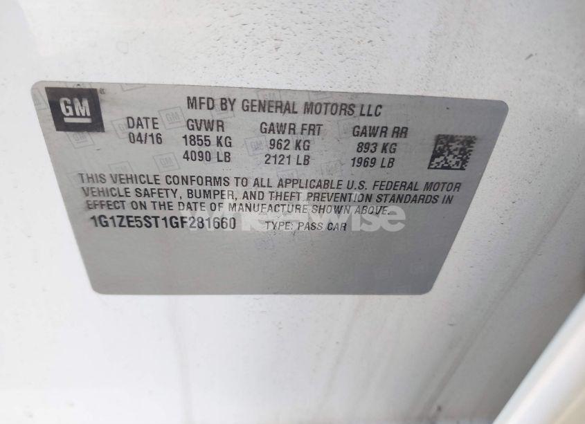 Photo 9 of 2016 Chevrolet Malibu 1LT (VIN 1G1ZE5ST1GF281660)