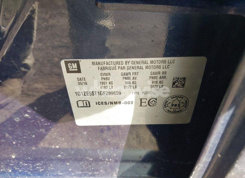 Photo 9 of 2016 Chevrolet Malibu 1LT (VIN 1G1ZE5ST1GF289659)