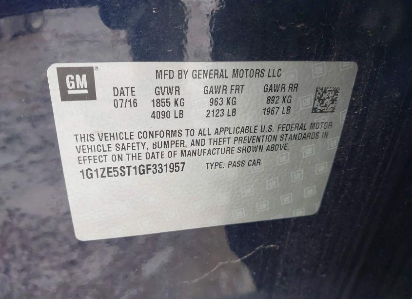 Photo 9 of 2016 Chevrolet Malibu 1LT (VIN 1G1ZE5ST1GF331957)