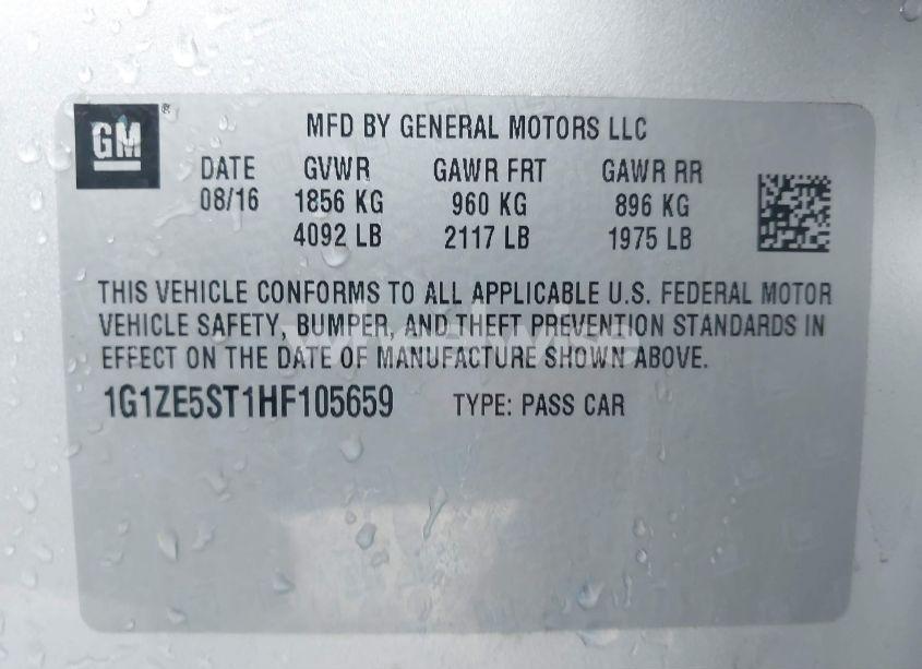 Photo 9 of 2017 Chevrolet Malibu 1LT (VIN 1G1ZE5ST1HF105659)