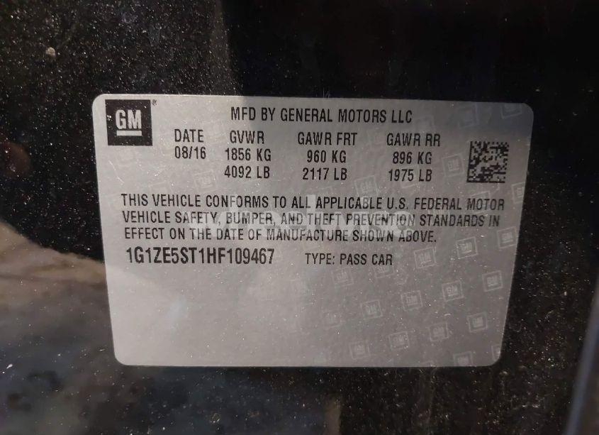 Photo 9 of 2017 Chevrolet Malibu 1LT (VIN 1G1ZE5ST1HF109467)