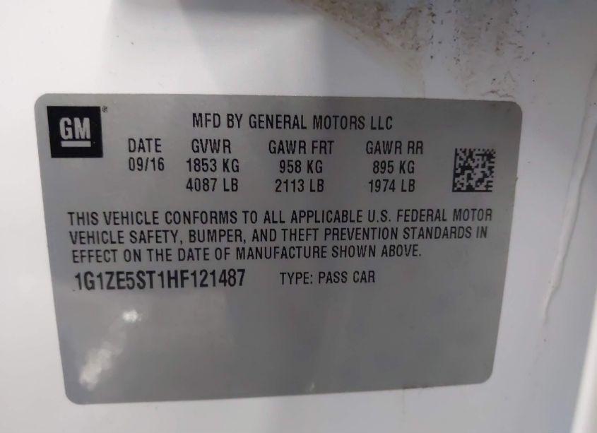 Photo 9 of 2017 Chevrolet Malibu 1LT (VIN 1G1ZE5ST1HF121487)