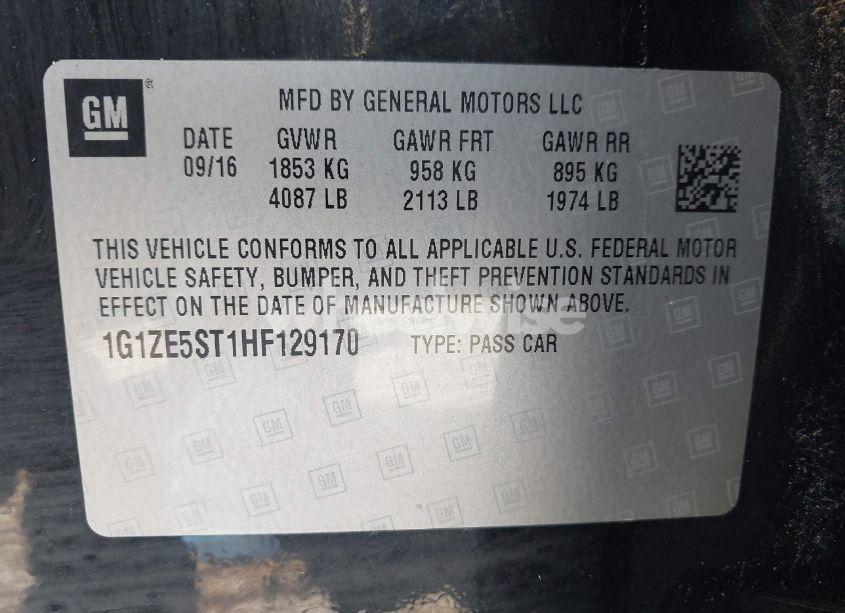 Photo 9 of 2017 Chevrolet Malibu 1LT (VIN 1G1ZE5ST1HF129170)