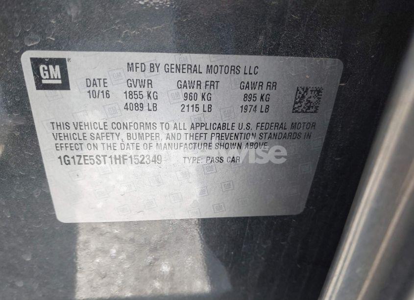 Photo 9 of 2017 Chevrolet Malibu 1LT (VIN 1G1ZE5ST1HF152349)