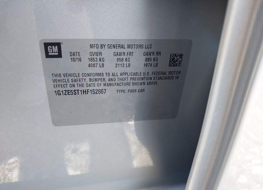 Photo 9 of 2017 Chevrolet Malibu 1LT (VIN 1G1ZE5ST1HF152867)