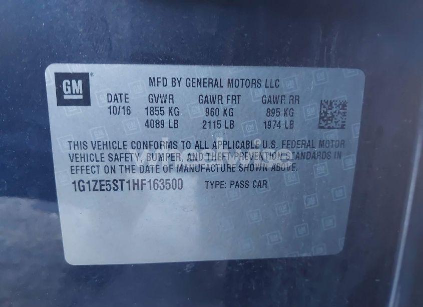 Photo 9 of 2017 Chevrolet Malibu 1LT (VIN 1G1ZE5ST1HF163500)