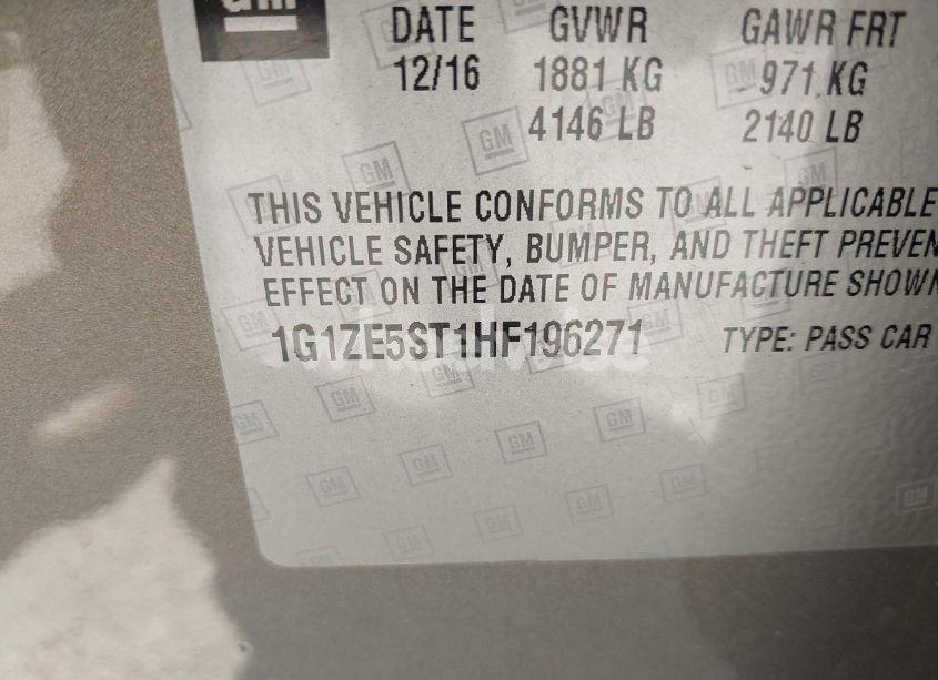 Photo 9 of 2017 Chevrolet Malibu 1LT (VIN 1G1ZE5ST1HF196271)