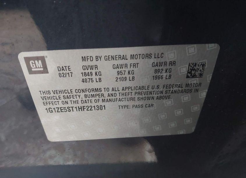 Photo 9 of 2017 Chevrolet Malibu 1LT (VIN 1G1ZE5ST1HF221301)