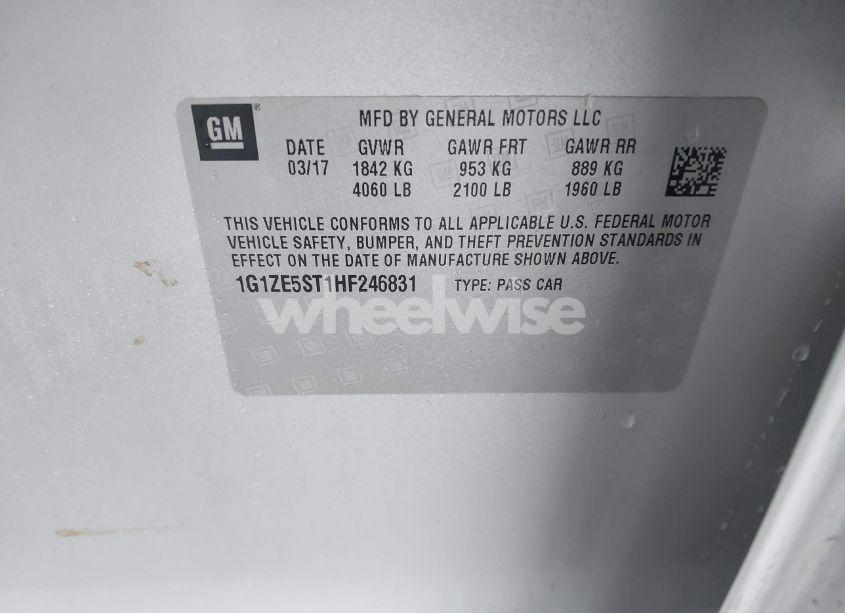 Photo 9 of 2017 Chevrolet Malibu 1LT (VIN 1G1ZE5ST1HF246831)