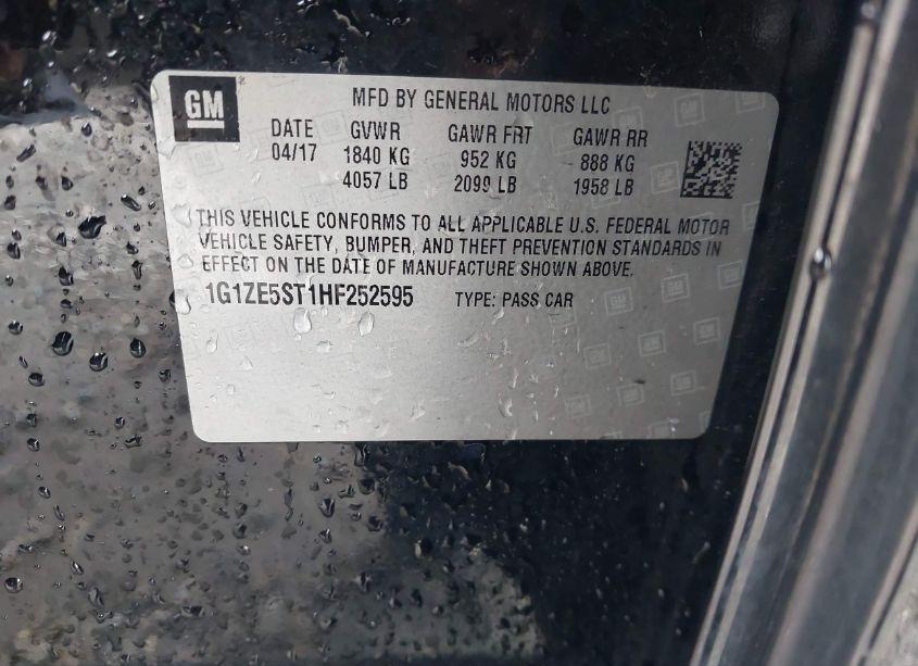 Photo 9 of 2017 Chevrolet Malibu 1LT (VIN 1G1ZE5ST1HF252595)