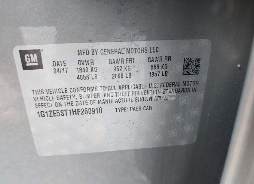 Photo 9 of 2017 Chevrolet Malibu 1LT (VIN 1G1ZE5ST1HF260910)