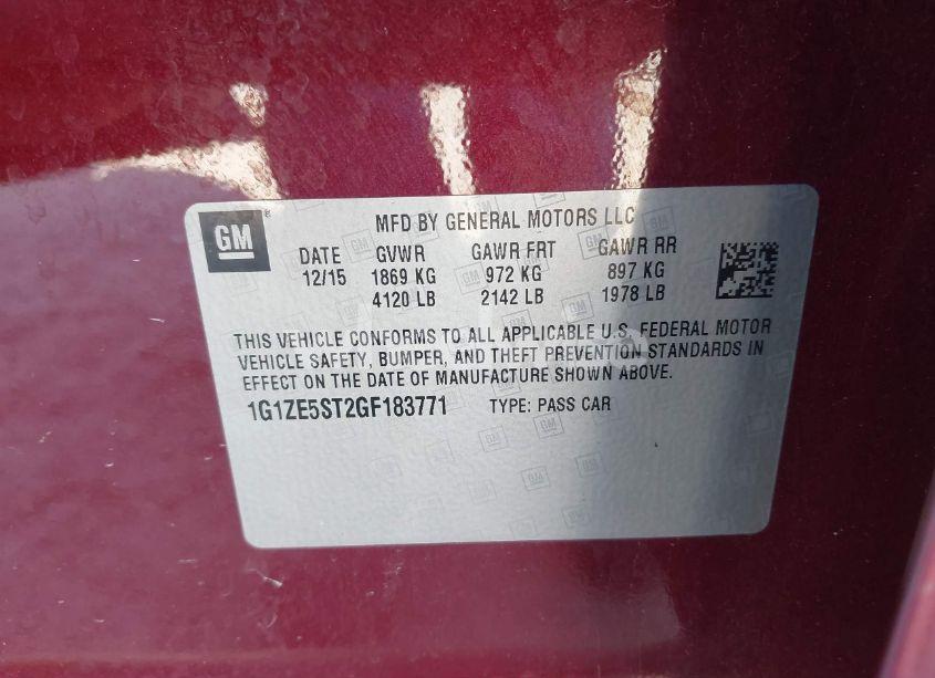 Photo 9 of 2016 Chevrolet Malibu 1LT (VIN 1G1ZE5ST2GF183771)