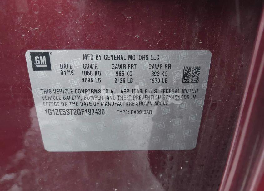 Photo 9 of 2016 Chevrolet Malibu 1LT (VIN 1G1ZE5ST2GF197430)