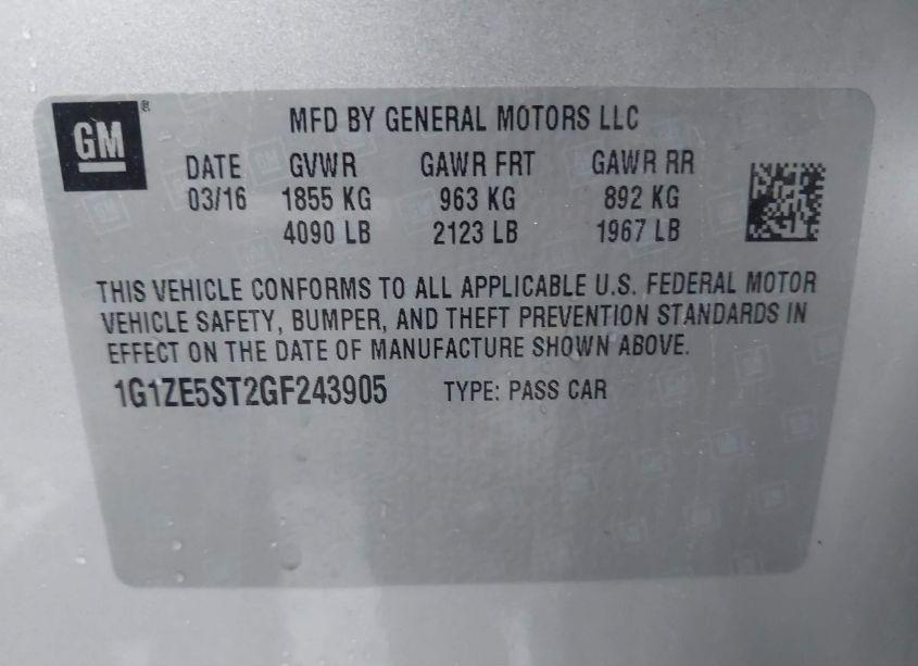 Photo 9 of 2016 Chevrolet Malibu 1LT (VIN 1G1ZE5ST2GF243905)