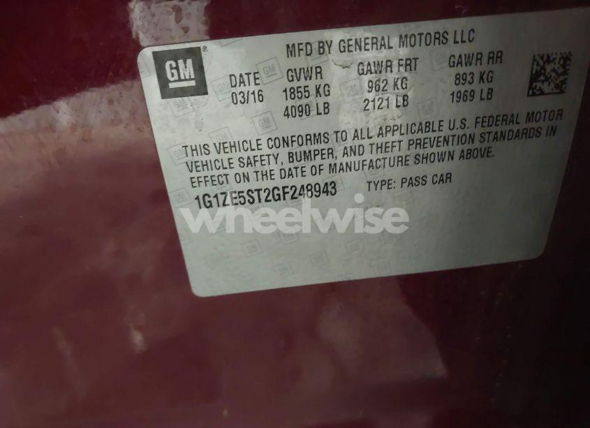 Photo 9 of 2016 Chevrolet Malibu 1LT (VIN 1G1ZE5ST2GF248943)