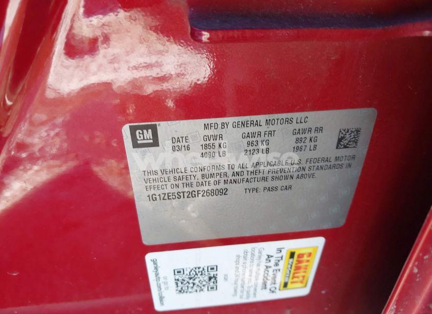 Photo 9 of 2016 Chevrolet Malibu 1LT (VIN 1G1ZE5ST2GF268092)