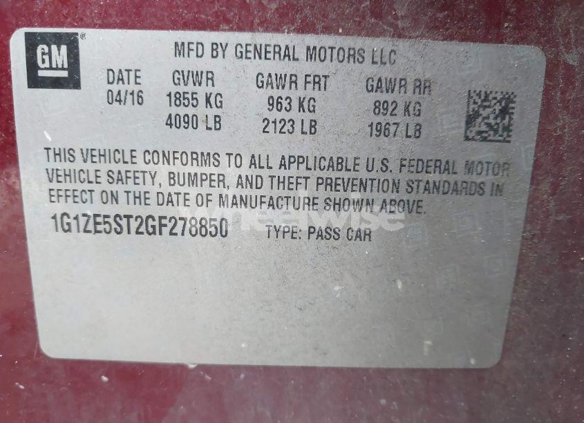 Photo 9 of 2016 Chevrolet Malibu 1LT (VIN 1G1ZE5ST2GF278850)